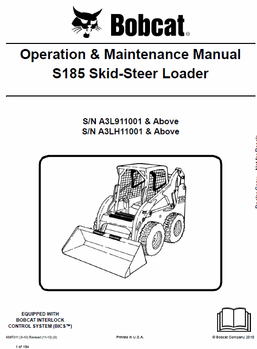 Bobcat S185 Skid-Steer Loader Service Manual Workshop Guide