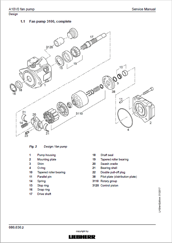 Liebherr LH40C, LH40M, LH50M, LH50MT Tier 4F Excavator Service Manual