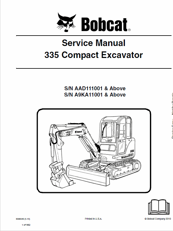 Bobcat 335 Compact Excavator Service Manual Workshop Guide