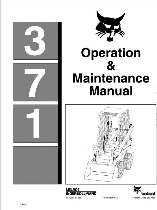 Bobcat 371 Skid-Steer Loader Service Manual Workshop Guide