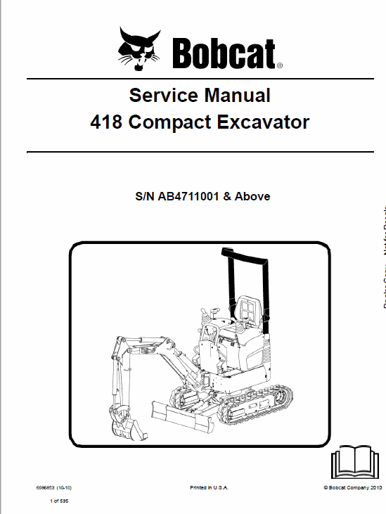 Bobcat 418 Compact Excavator Service Manual Workshop Guide