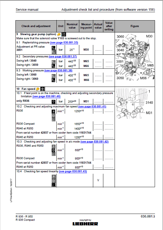 Liebherr R926, R936, R946, R950 Tier 4F Hydraulic Excavator Service Manual