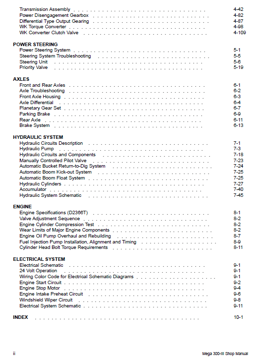 Daewoo Mega M300-III Wheel Loader Service Manual Workshop Guide