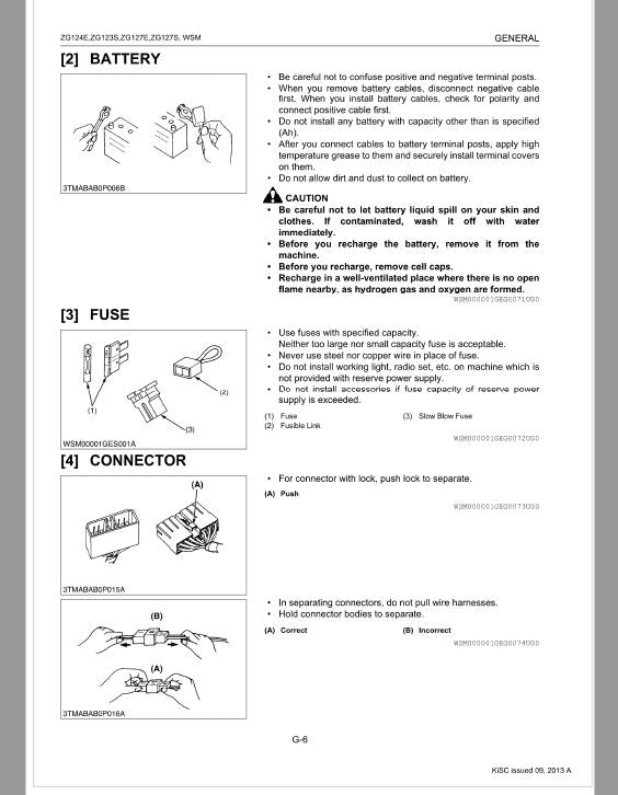 Kubota ZG124E, ZG123S, ZG127E, ZG127S Mower Workshop Repair Manual