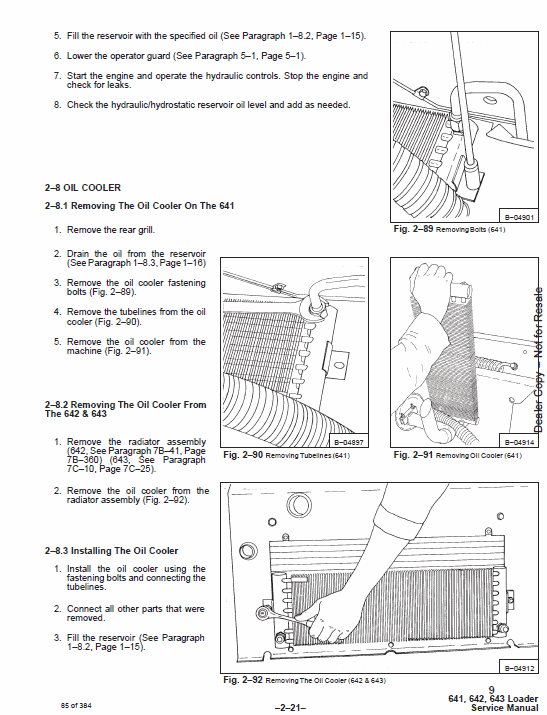 Bobcat 641, 642 and 643 Skid-Steer Loader Service Manual Workshop Guide