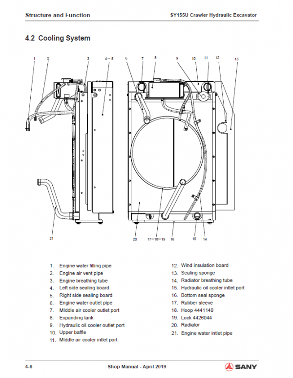 Sany SY155U Hydraulic Excavator Repair Service Manual