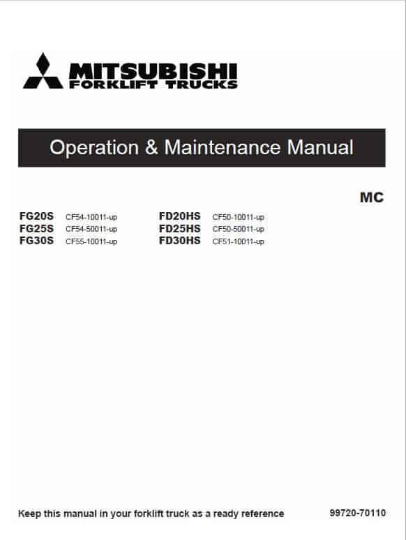 Mitsubishi FD20HS, FD25HS, FD30HS Forklift Lift Truck Service Manual