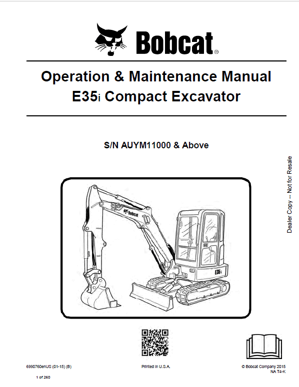 Bobcat E35i Excavator Repair Service Manual