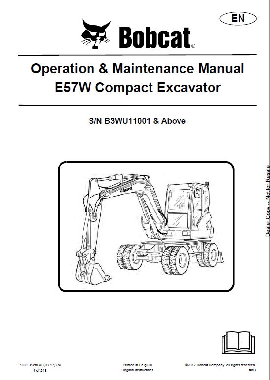 Bobcat E57W Excavator Repair Service Manual
