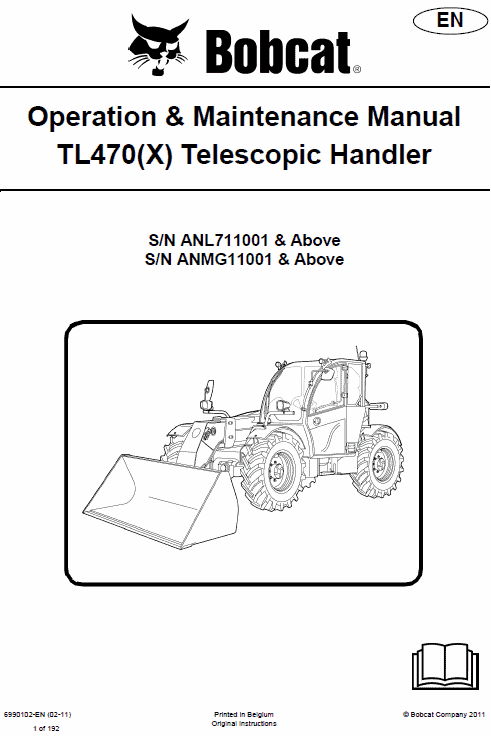 Bobcat TL470 and TL470X Telescopic Handler Service Manual Workshop Guide