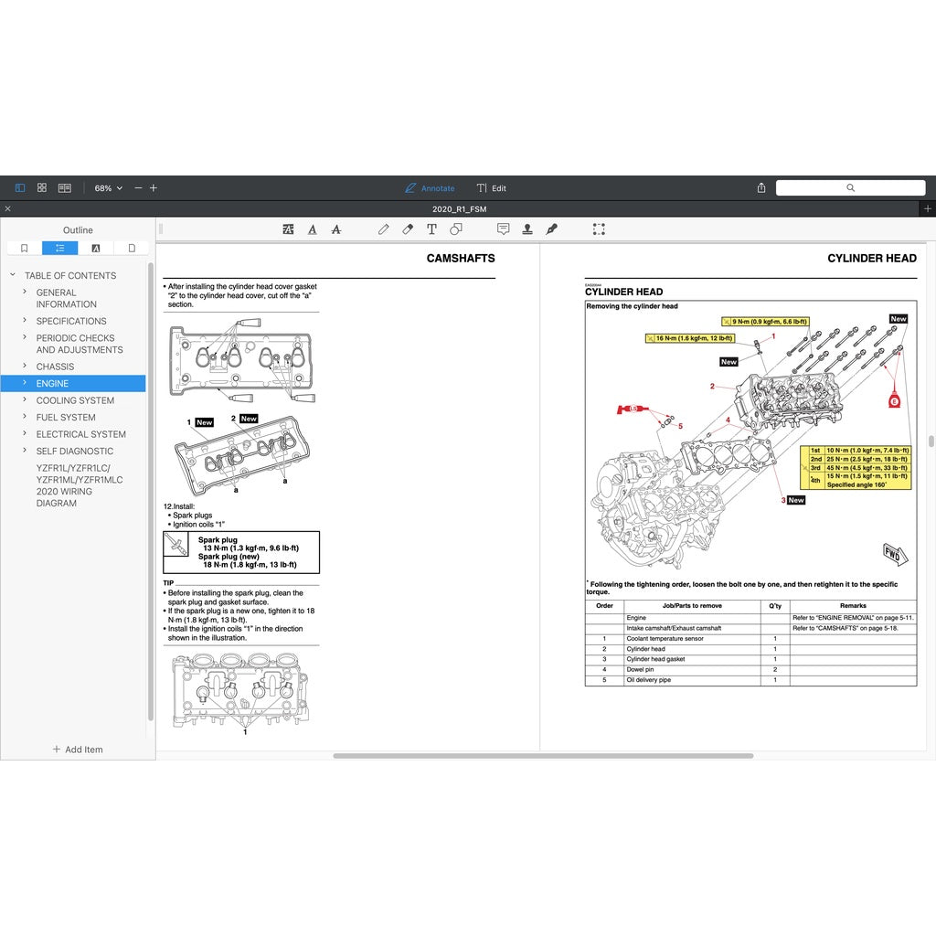 YAMAHA YZF-R1/M 2020-2023 Full Manual Set – Repair & Maintenance Manual and User Handbook