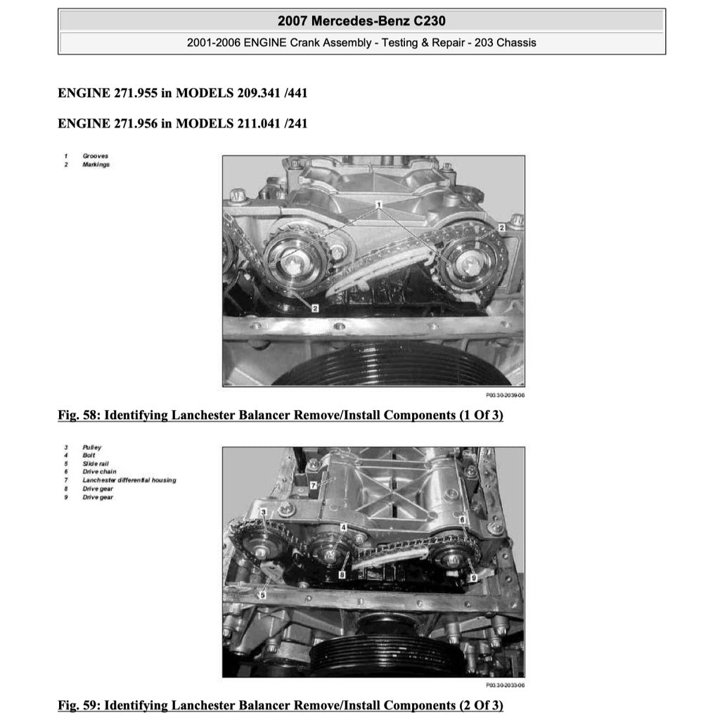 MERCEDES BENZ C-CLASS W203 C230 2001-2007 Full Manual Set – Repair & Maintenance Manual