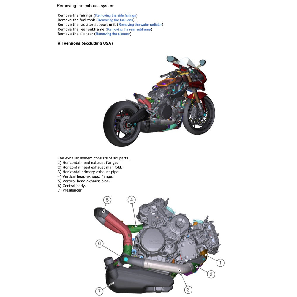 DUCATI PANIGALE 959 E4 2016-2019 Full Manual Set – Repair & Maintenance Manual and Spare Parts Catalog and OWNER's MANUAL