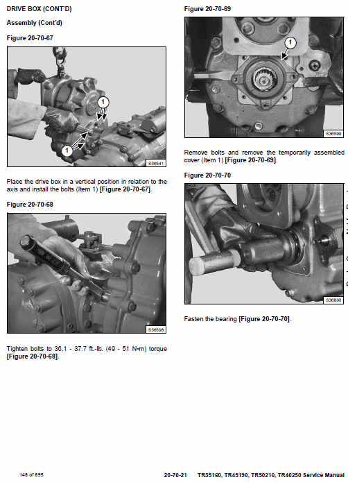 Bobcat TR35160, TR45190, TR50210, TR40250 Telescopic Service Manual Workshop Guide