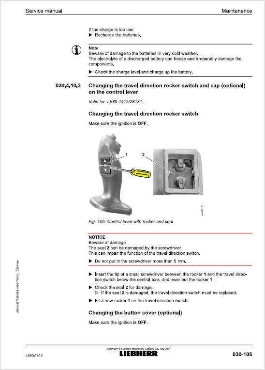 Liebherr L580 Type 1412 Wheel Loader Service Manual