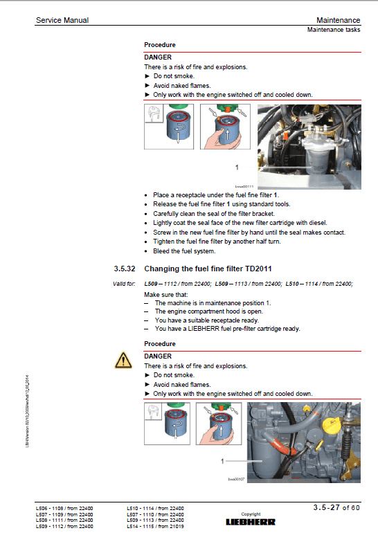 Liebherr L506, L507, L508, L509, L510, L514 Wheel Loader Service Manual