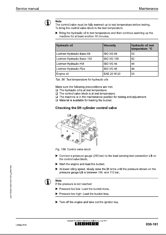 Liebherr L566 Type 1618 Wheel Loader Service Manual