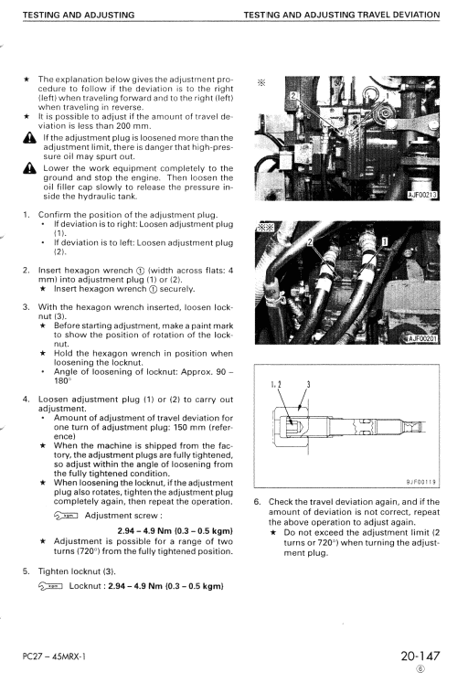 Komatsu PC27MRX-1, PC30MRX-1, PC35MRX-1 Excavator Manual Workshop Guide