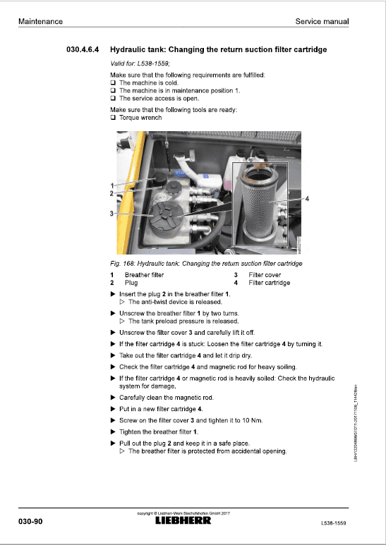 Liebherr L538 Type 1559 Wheel Loader Service Manual