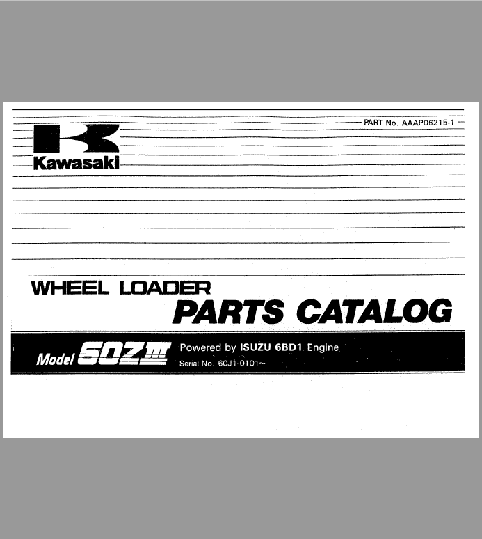 Kawasaki 60ZIII Wheel Loader Service Manual