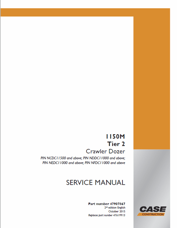 Case 1150M Crawler Dozer Service Manual Workshop Guide