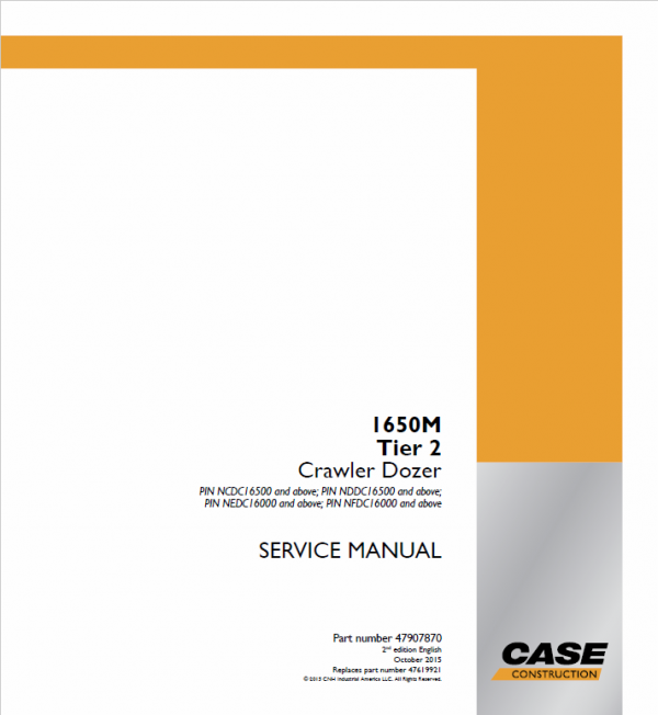 Case 1650M Crawler Dozer Service Manual Workshop Guide