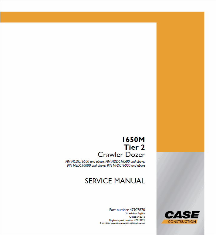 Case 1650M Crawler Dozer Service Manual Workshop Guide