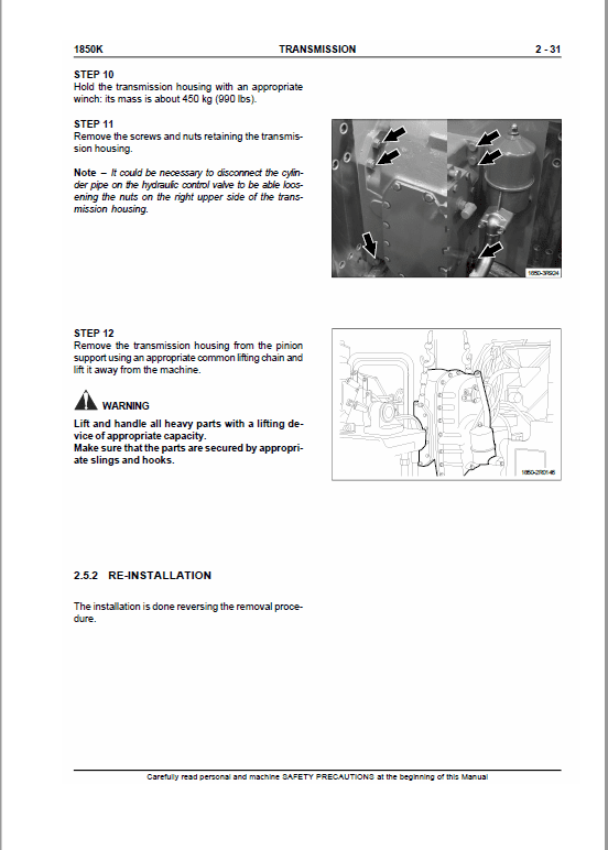 Case 1850K Crawler Dozer Service Manual Workshop Guide
