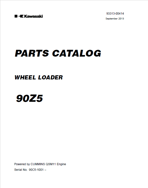 Kawasaki 90ZV Wheel Loader Repair Service Manual