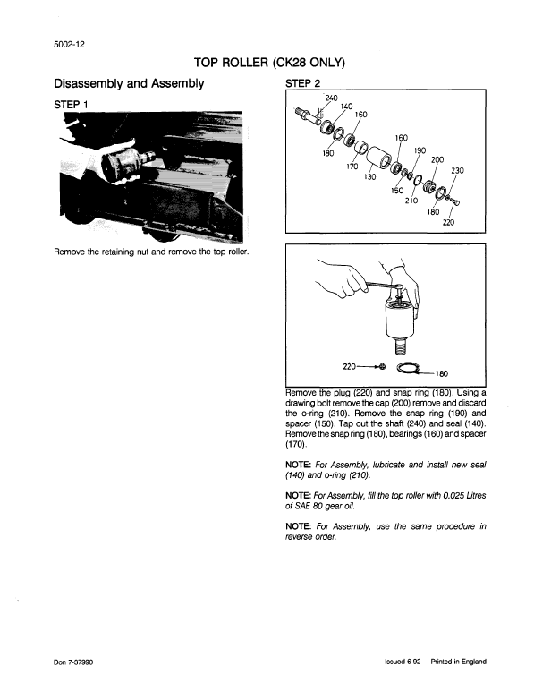 Case CK25, CK28 Excavator Service Manual Workshop Guide