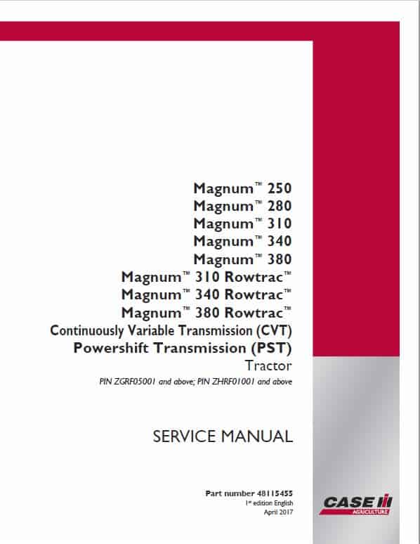 Case 310, 340, 380 Rowtrac Magnum Tractor Service Manual