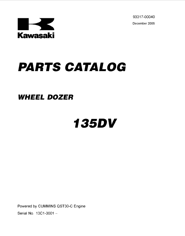Kawasaki 135ZV Wheel Loader Repair Service Manual