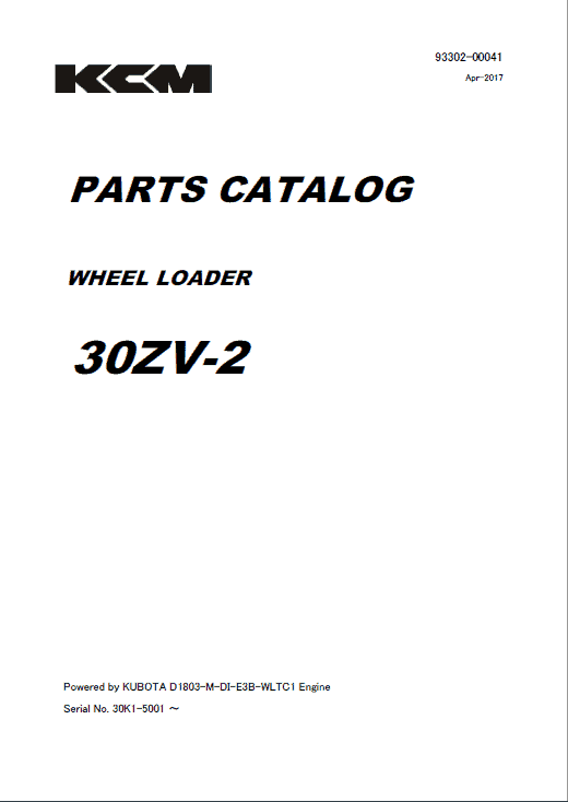Kawasaki 30ZV-2, 40ZV2A, 42ZV-2 Wheel Loader Service Manual