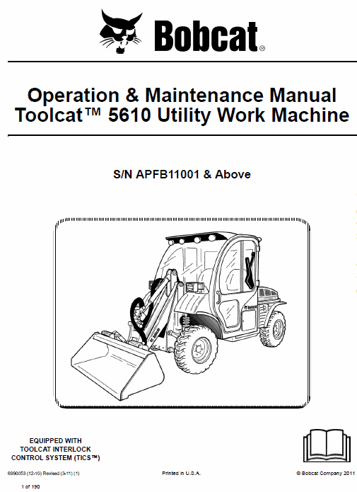 Bobcat 5610 Toolcat Utility Vehicle Service Repair Manual Workshop Guide