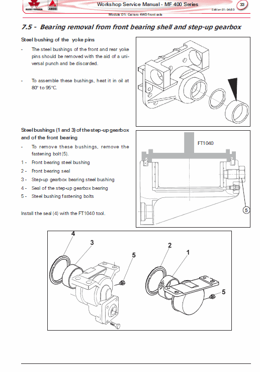 Massey Ferguson MF 415, 425, 435, 440 Tractor Service Manual Workshop Guide