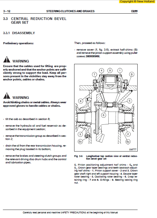 New Holland D255 Bulldozer Dozer Service Manual Workshop Guide