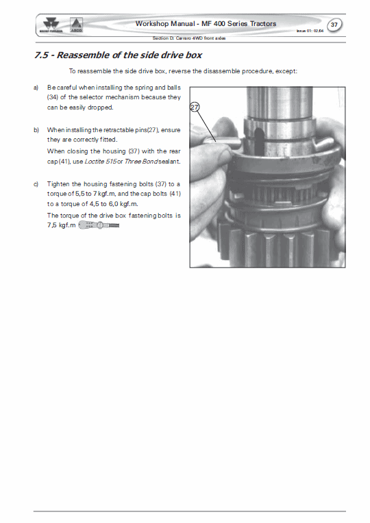 Massey Ferguson 451, 471, 481, 491, 492 Tractor Service Manual Workshop Guide