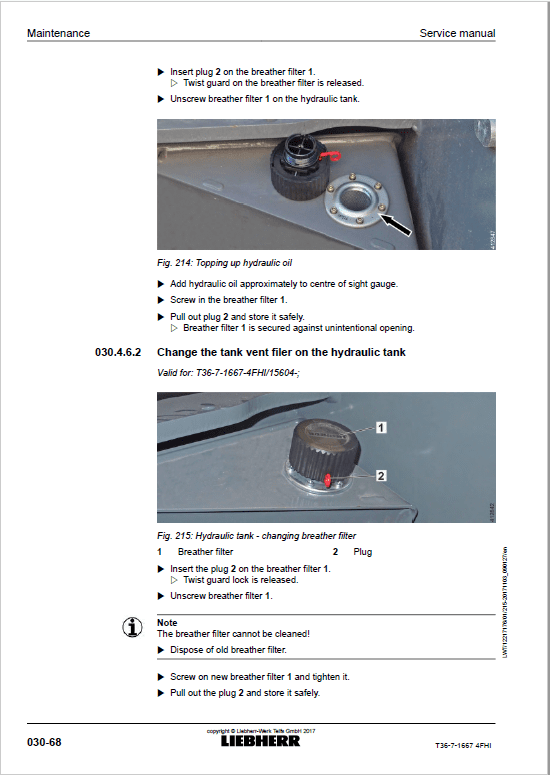 Liebherr T36-7 Telescopic Handler Service Manual