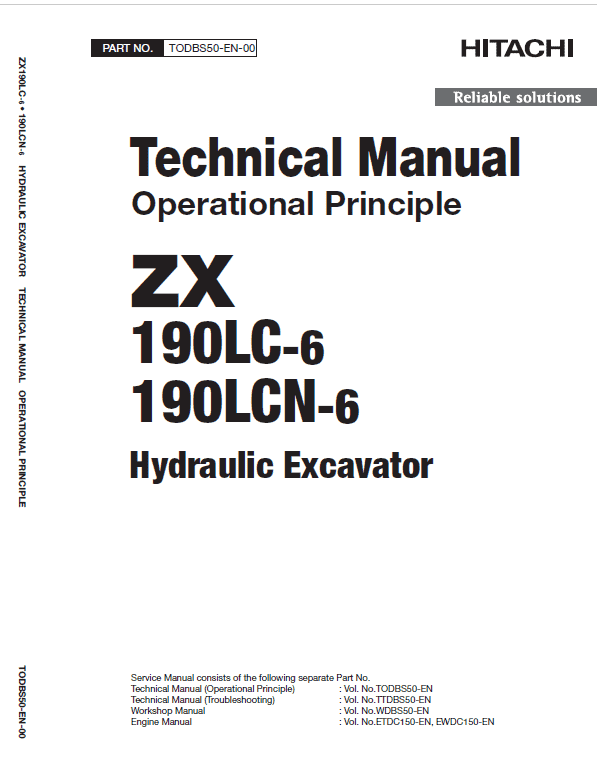 Hitachi ZX190LC-5B and ZX190LC-6 Excavator Service Repair Manual Workshop Guide
