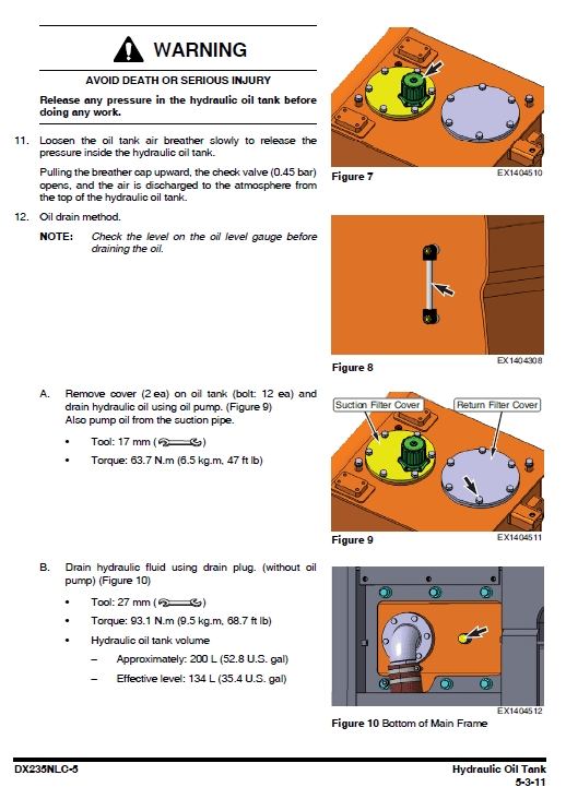 Doosan DX235NLC-5 Excavator Service Manual Workshop Guide
