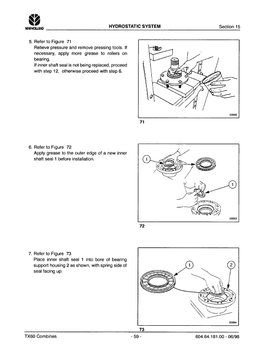 New Holland TX60 Combine Repair Manual Workshop Guide