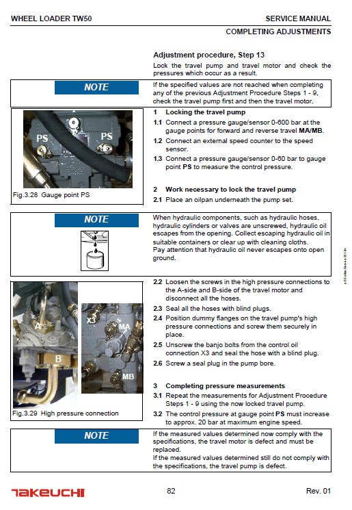 Takeuchi TW50 Wheel Loader Service Manual Workshop Guide