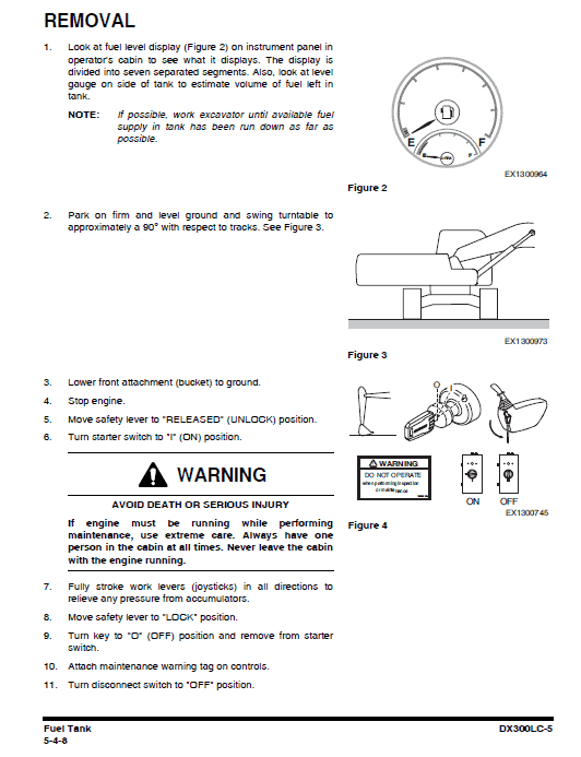 Doosan DX300LC-5 Excavator Service Manual Workshop Guide