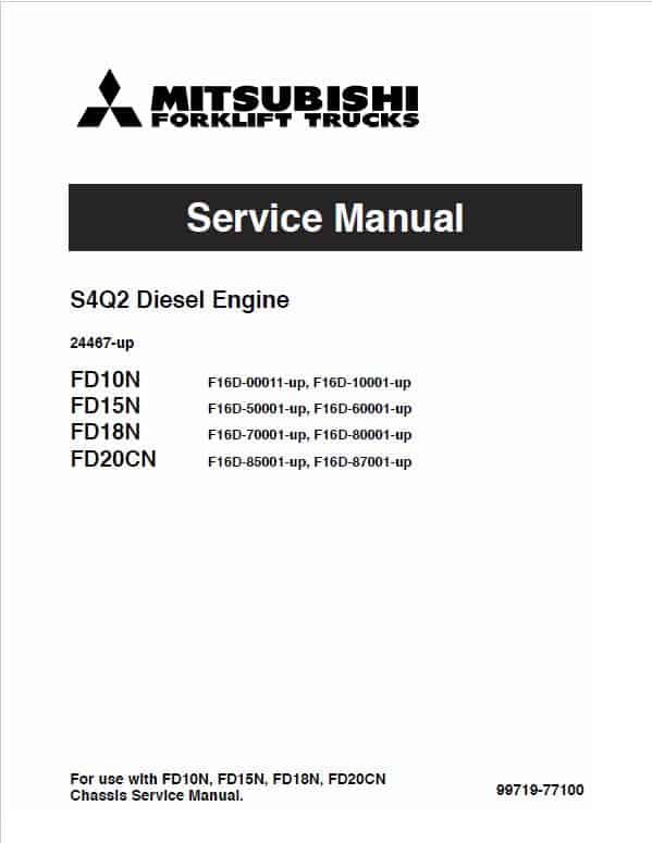 Mitsubishi FD15N, FD18N, FD20N, FD20CN Forklift Service Manual