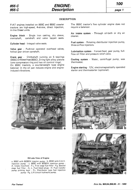 Fiat 85-55, 95-55, 855C, 955C Tractor Service Manual Workshop Guide