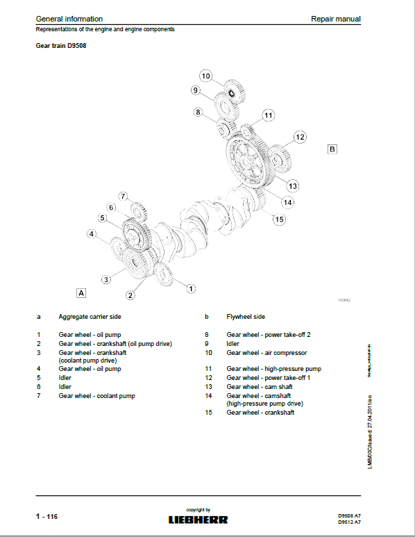 Liebherr D9508 A7, D9512 A7 Engine Service Manual