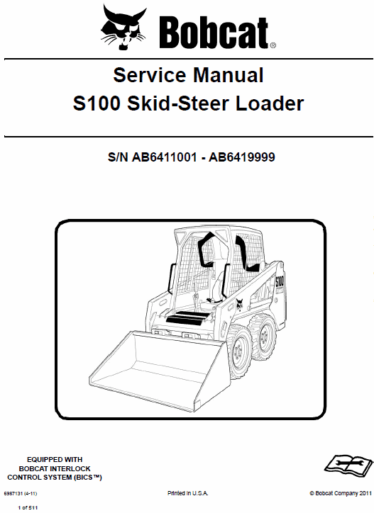 Bobcat S100 Skid-Steer Loader Service Manual Workshop Guide