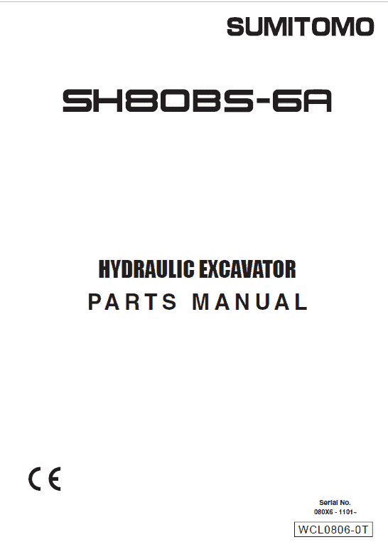 Sumitomo SH80BS-6A Hydraulic Excavator Repair Service Manual