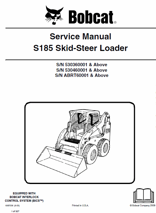 Bobcat S185 Skid-Steer Loader Service Manual Workshop Guide