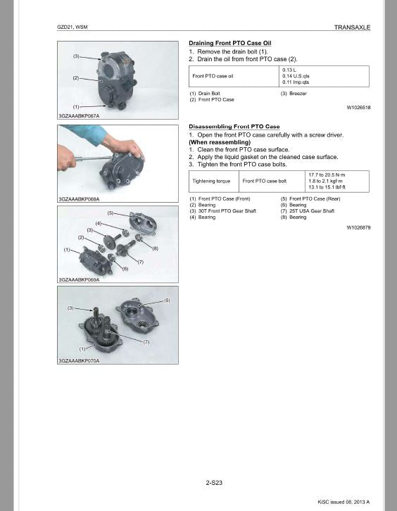 Kubota GZD21 Zero Turn Mower Workshop Repair Manual